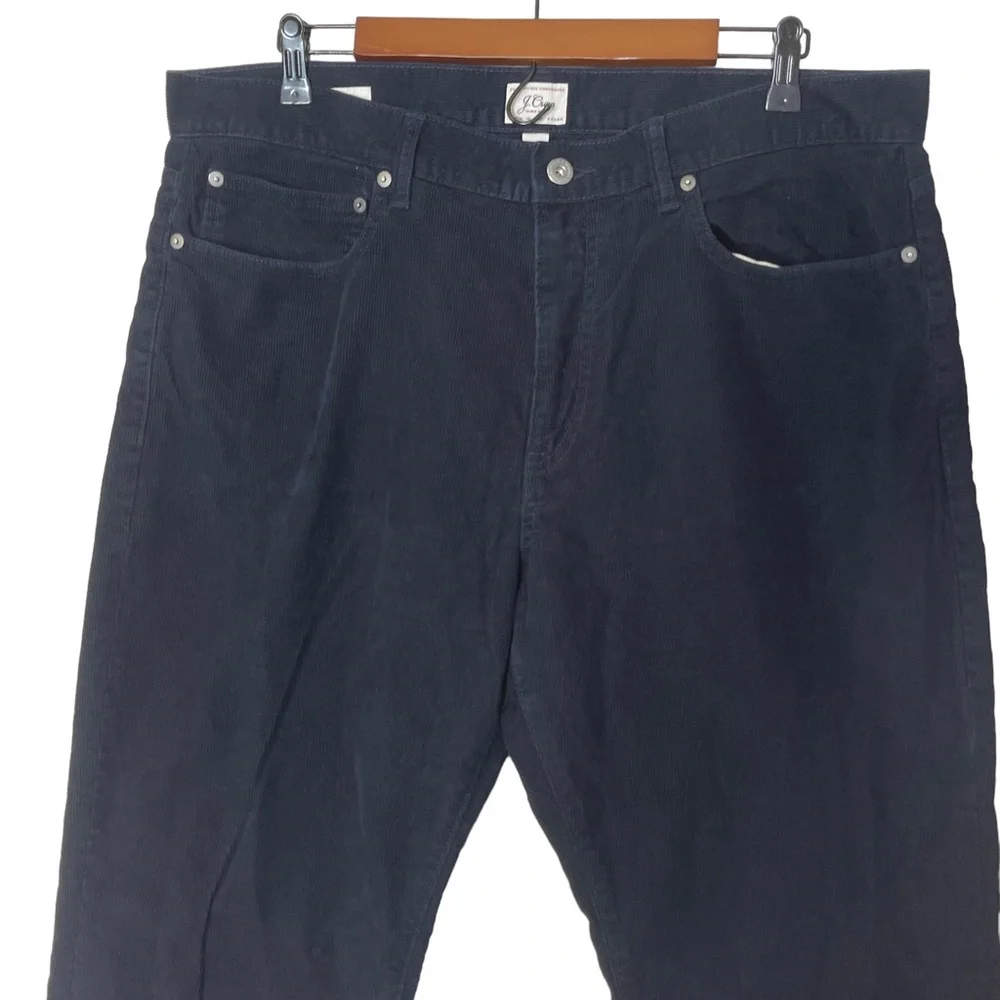 J.Crew Mens 1040 Athletic-Fit Corduroy Pants in Navy Blue Size 36 Straight Leg